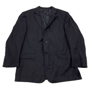 Pronto Uomo Sz 46R 100% wool stripe suit blazer jacket navy blue made in Italy